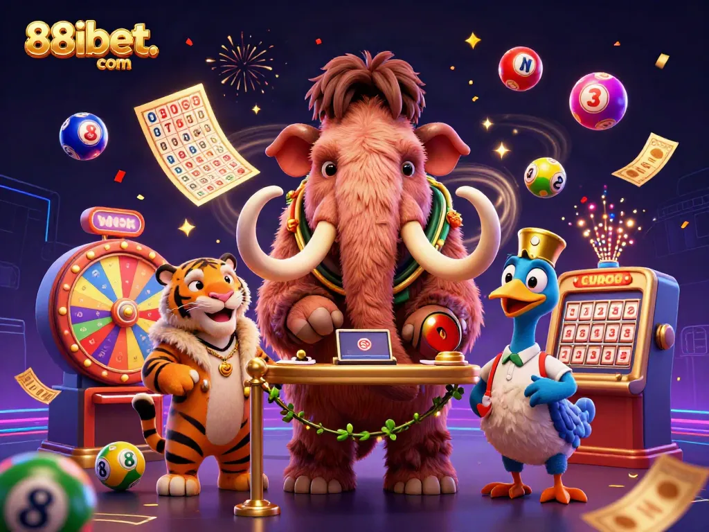 Engage with vibrant casino fun at 88ibet. com featuring a mammoth bouncer and colorful lottery elements.